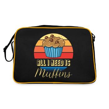 Muffin Je n’ai besoin que de muffins pâtisseries sucrées - Sac Retro - noir/or - Dos