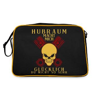 Hubraum Tuner Benzin Motorsport Tuning - Retro Tasche - Schwarz/Gold - Hinten
