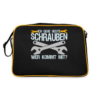 Hubraum Tuner Schrauber Tuning - Retro Tasche - Schwarz/Gold - Hinten