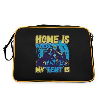 Zuhause ist wo mein Zelt steht - Campen Natur - Retro Tasche - Schwarz/Gold - Hinten