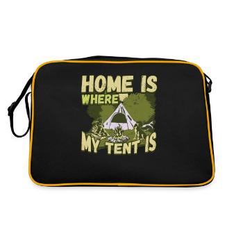 Zuhause ist wo mein Zelt steht - Campen Natur - Retro Tasche - Schwarz/Gold - Hinten