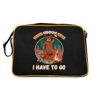 Wenn das Campen ruft muss ich gehen - Zelten Natur - Retro Tasche - Schwarz/Gold - Hinten
