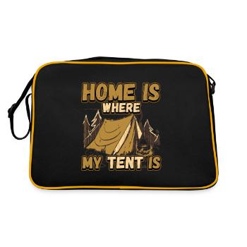 Zuhause ist wo mein Zelt steht - Campen Natur - Retro Tasche - Schwarz/Gold - Hinten