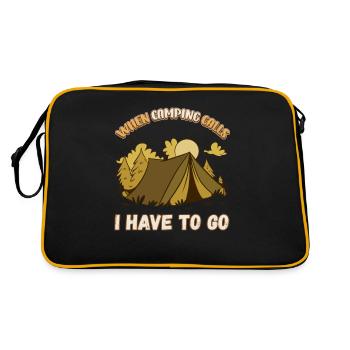 Wenn das Campen ruft muss ich gehen - Zelten Natur - Retro Tasche - Schwarz/Gold - Hinten