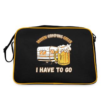 Wenn das Campen ruft muss ich gehen - Zelten Natur - Retro Tasche - Schwarz/Gold - Hinten