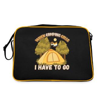 Wenn das Campen ruft muss ich gehen - Zelten Natur - Retro Tasche - Schwarz/Gold - Hinten
