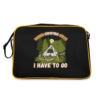 Wenn das Campen ruft muss ich gehen - Zelten Natur - Retro Tasche - Schwarz/Gold - Hinten