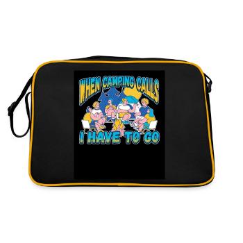 Wenn das Campen ruft muss ich gehen - Zelten Natur - Retro Tasche - Schwarz/Gold - Hinten