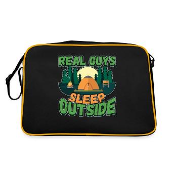 Echte Kerle Schlafen Draußen - Campen Zelten Natur - Retro Tasche - Schwarz/Gold - Hinten