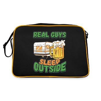 Echte Kerle Schlafen Draußen - Campen Zelten Natur - Retro Tasche - Schwarz/Gold - Hinten