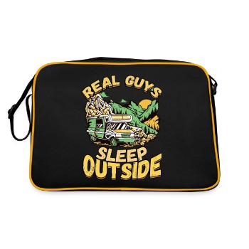 Echte Kerle Schlafen Draußen - Campen Zelten Natur - Retro Tasche - Schwarz/Gold - Hinten