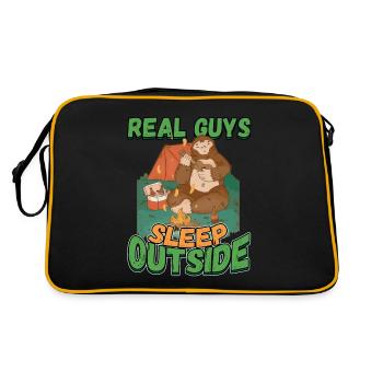 Echte Kerle Schlafen Draußen - Campen Zelten Natur - Retro Tasche - Schwarz/Gold - Hinten