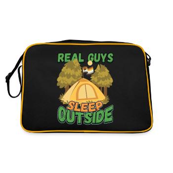 Echte Kerle Schlafen Draußen - Campen Zelten Natur - Retro Tasche - Schwarz/Gold - Hinten