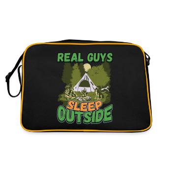 Echte Kerle Schlafen Draußen - Campen Zelten Natur - Retro Tasche - Schwarz/Gold - Hinten