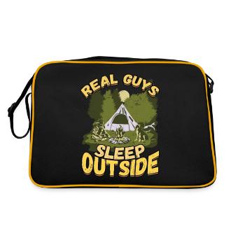Echte Kerle Schlafen Draußen - Campen Zelten Natur - Retro Tasche - Schwarz/Gold - Hinten