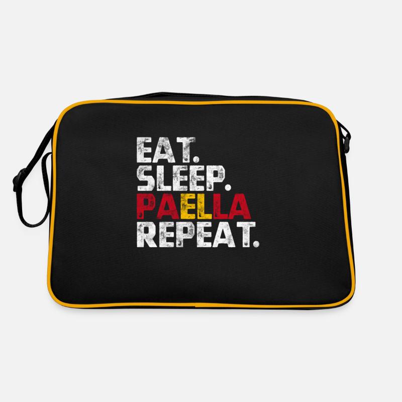 Spanien Spanisch Paella Spanier Urlaub Geschenk - Retro Tasche - Schwarz/Gold