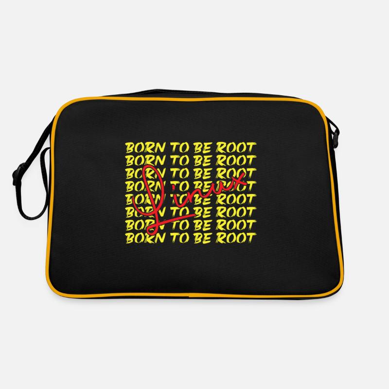Né pour être root Linux Nerd et Geek - Sac Retro - noir/or