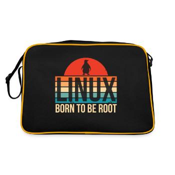 Linux Born To Be Root Penguin Nerd Coding Geek - Retro Bag - black/gold - Back