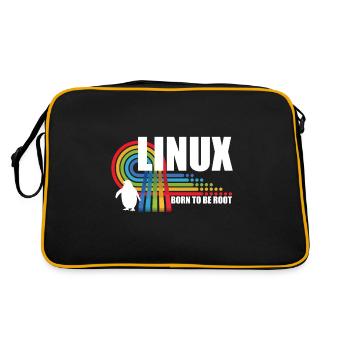 Born To Be Root Penguin Linux Nerd Coding Geek - Retro Bag - black/gold - Back