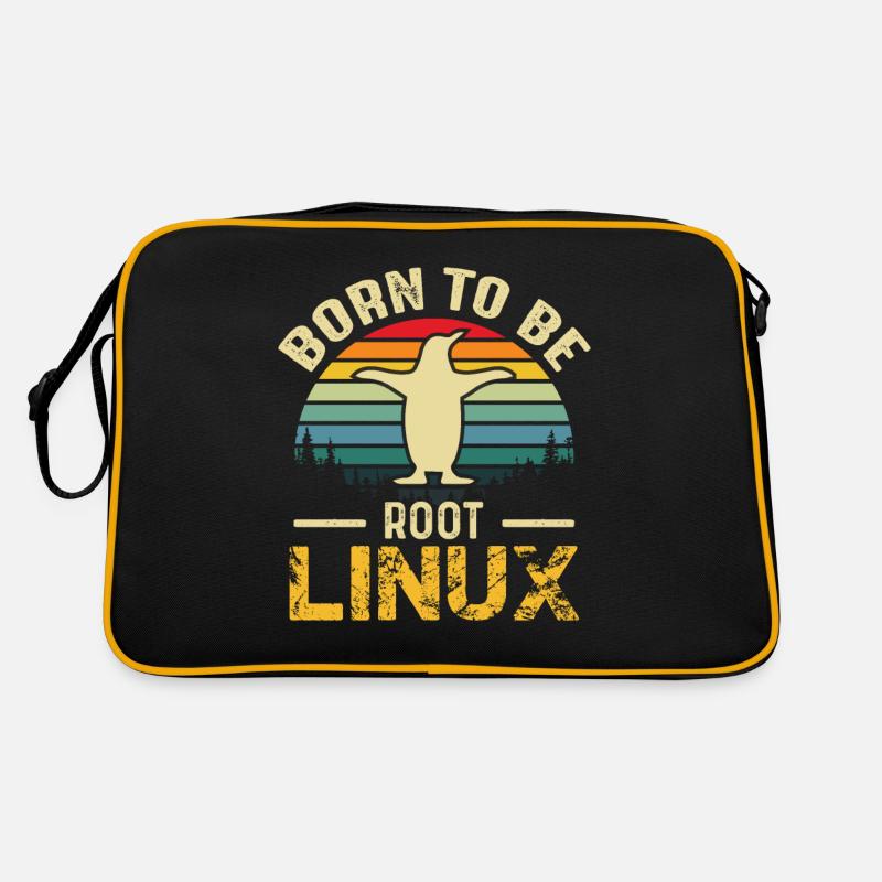 Born To Be Root Linux Nerd Admin Geek - Retro Tasche - Schwarz/Gold