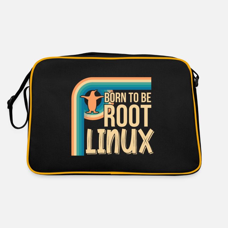 Born To Be Root Linux Nerd zum Coding - Retro Tasche - Schwarz/Gold