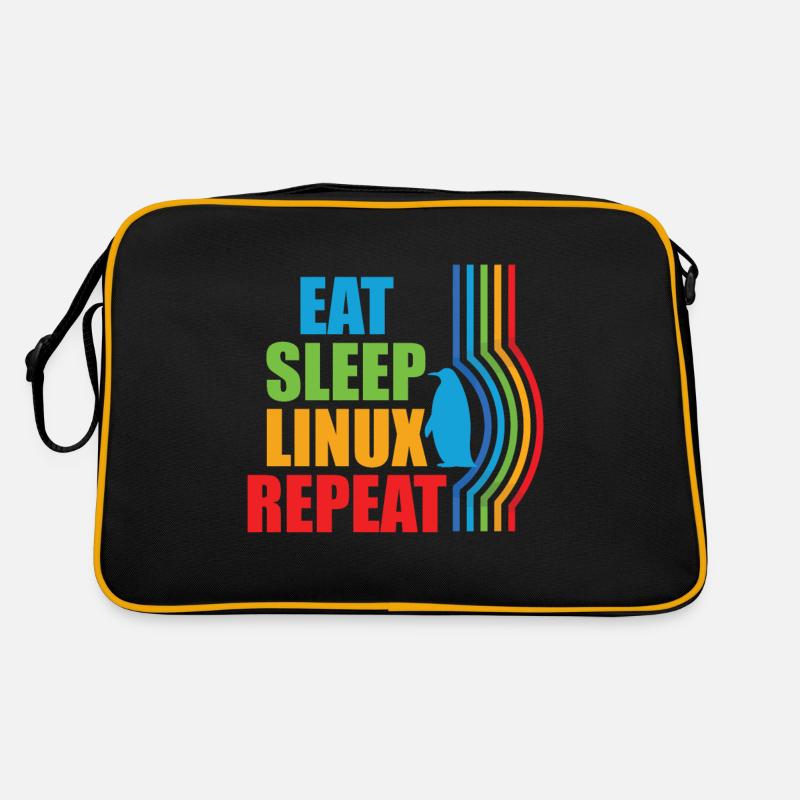Eat Sleep Linux Repeat Retro Pinguin Nerd Geek Retro Tasche