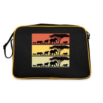 Safari Africa Retro Lion Girafe Éléphants - Sac Retro - noir/or - Dos