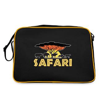 Safari en Afrique Éléphant Rhino Lion - Sac Retro - noir/or - Dos
