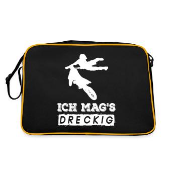 Ich mag es dreckig Motocross Bike Offroad - Retro Tasche - Schwarz/Gold - Hinten
