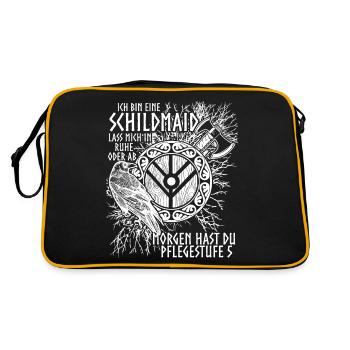 Schildmaid Wikinger Spruch Berserker - Retro Tasche - Schwarz/Gold - Hinten