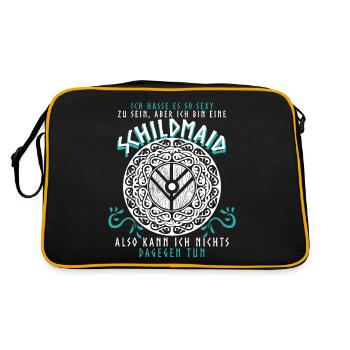 Schildmaid Wikinger Witz Berserker - Retro Tasche - Schwarz/Gold - Hinten