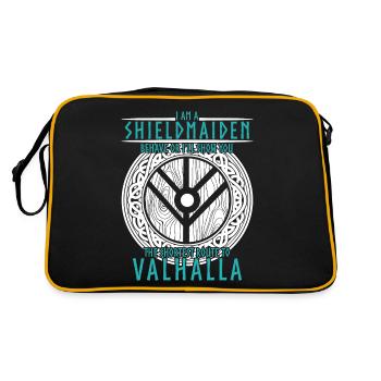 Schildmaid Viking Valhalla Berserker - Retro Tasche - Schwarz/Gold - Hinten