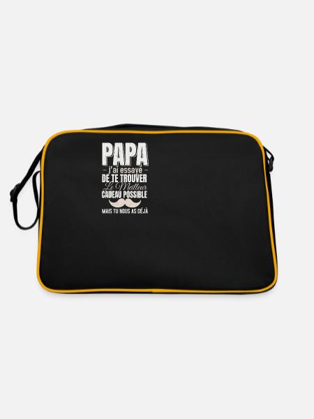 Papa Cadeau Fête Des Pères Personnalisé Humour - Sac Retro - noir/or