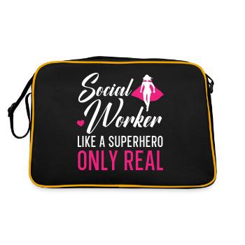 Social worker like a superhero but real profession - Retro Bag - black/gold - Back