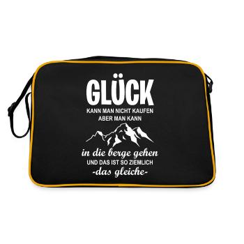 Berg Glück Wandern Outdoor Natur Alpen - Retro Tasche - Schwarz/Gold - Hinten