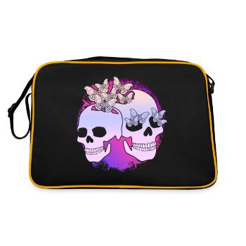 Moth Skull Motten Occult Motte Goth - Retro Tasche - Schwarz/Gold - Hinten