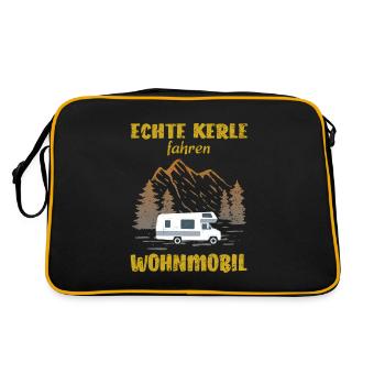 Echte Kerle fahren Wohnmobil - Retro Tasche - Schwarz/Gold - Hinten