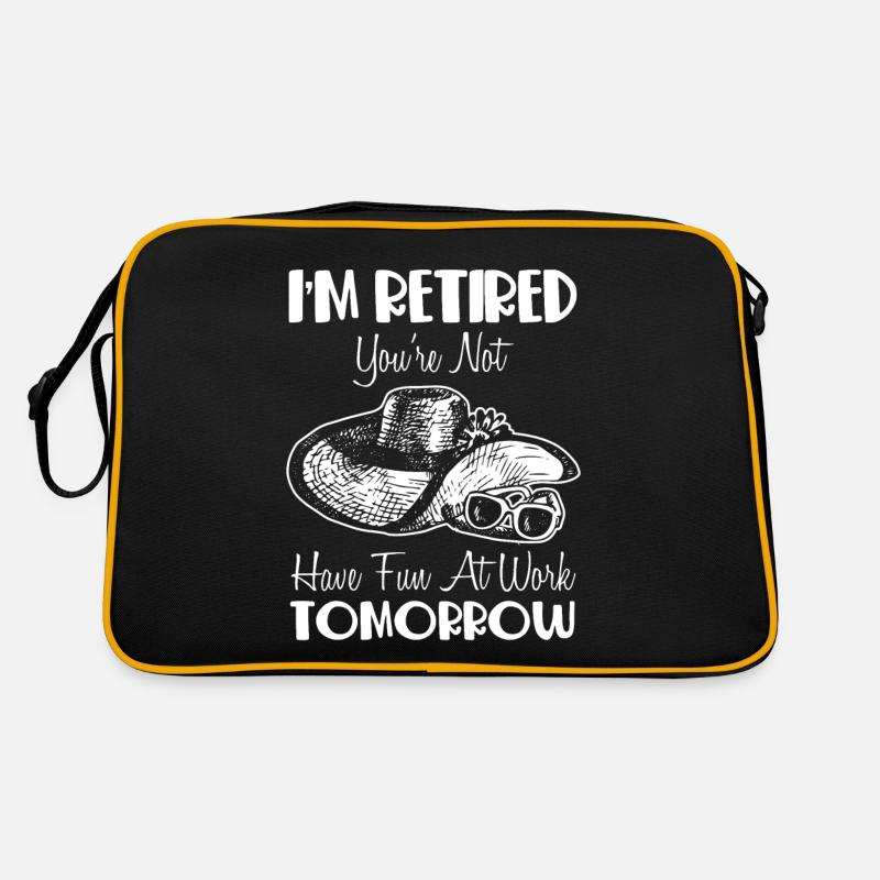 Retired Ruhestand Rente No Work - Retro Tasche - Schwarz/Gold