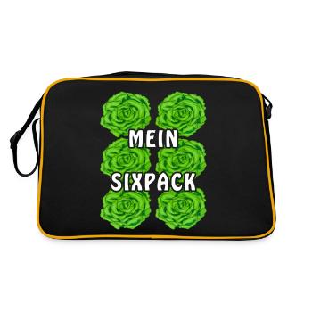 SALAT MEIN SIXPACK - Retro Tasche - Schwarz/Gold - Hinten