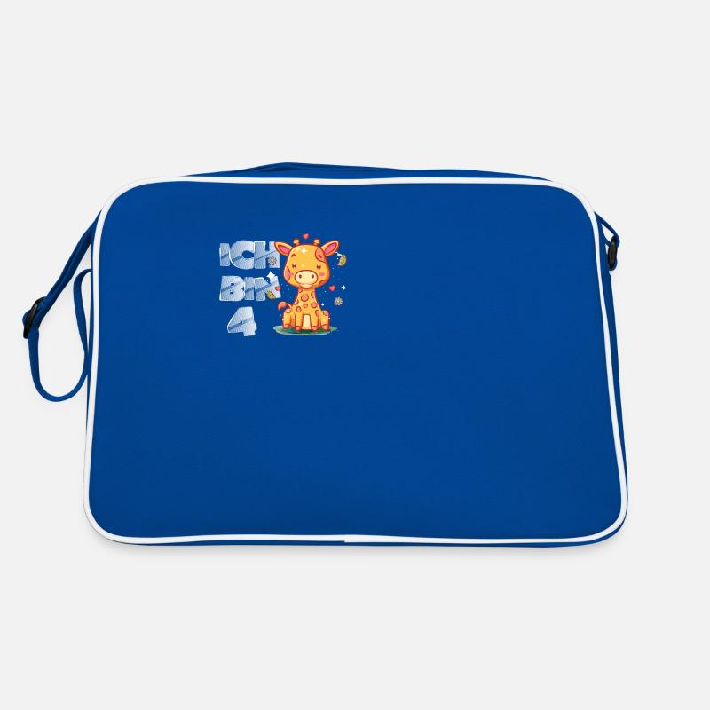 Giraffe 4 Geburtstag Safari Afrika Savanne Retro Tasche