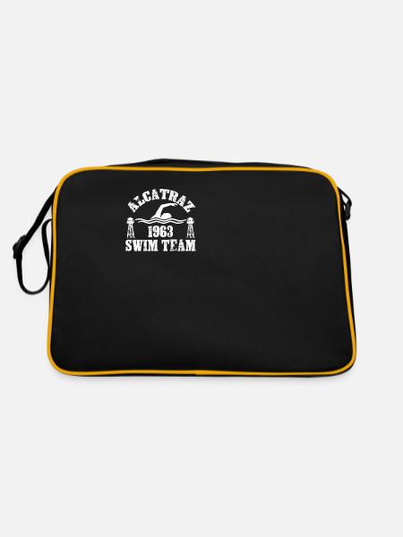 Alcatraz Schwimmteam 1963 Kalifornien - Retro Tasche - Schwarz/Gold - Hinten