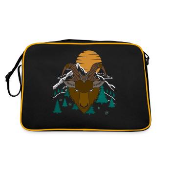 Capricorne Animal Portrait Empreinte Chèvre avec Sauvage - Sac Retro - noir/or - Dos