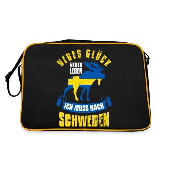 Neues Glück Neues Leben Ich Muss Nach Schweden - Retro Tasche - Schwarz/Gold - Hinten