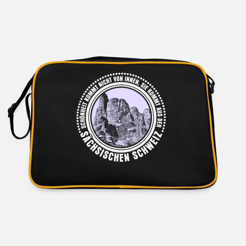 Sächsische Schweiz Wandern Klettern - Retro Tasche - Schwarz/Gold