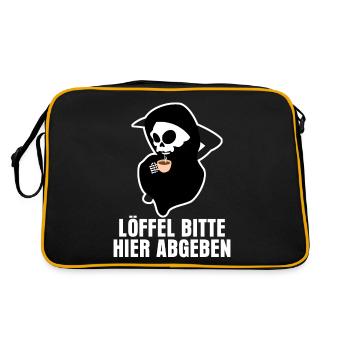 Sensenmann Löffel abgeben Grim Reaper - Retro Tasche - Schwarz/Gold - Hinten