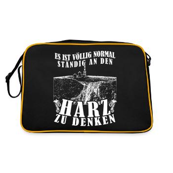Harz Harzer Wandern Brocken - Retro Tasche - Schwarz/Gold - Hinten