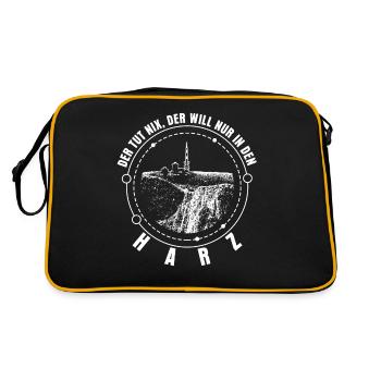 Harz Wandern Harzer Brocken - Retro Tasche - Schwarz/Gold - Hinten