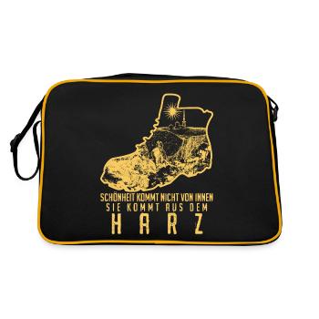 Harz Harzer Torfhaus Wandern Brocken - Retro Tasche - Schwarz/Gold - Hinten