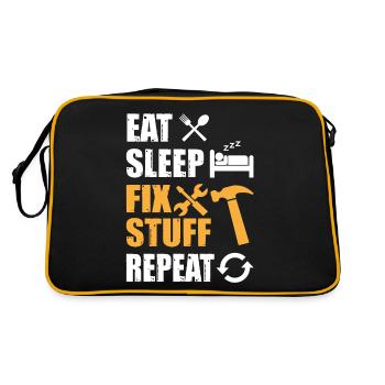 Eat Sleep Fix Stuff Repeat - Retro Tasche - Schwarz/Gold - Hinten