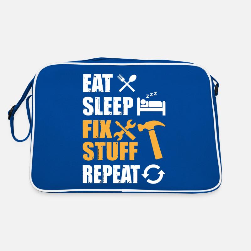 Eat Sleep Fix Stuff Repeat Retro Tasche